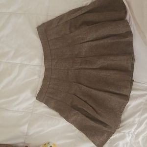 Brown Pleated Mini Skirt, L